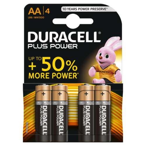 Duracell Plus Power AA 4 Pack Batteries - LR6