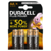 Duracell Plus Power AA 4 Pack Batteries - LR6