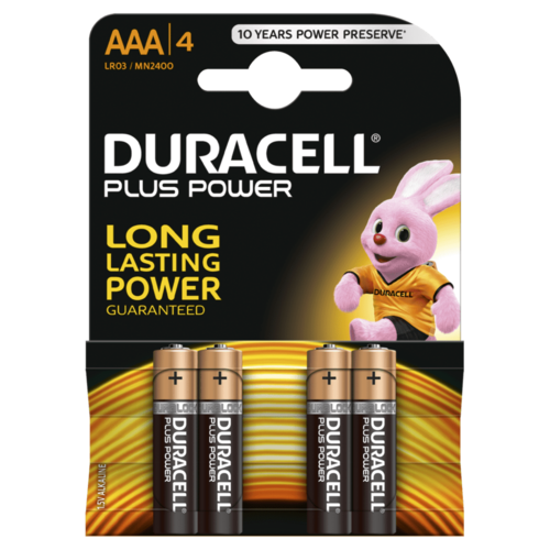 Duracell Plus Power AAA 4 Pack Batteries - LR3-MN2400B4