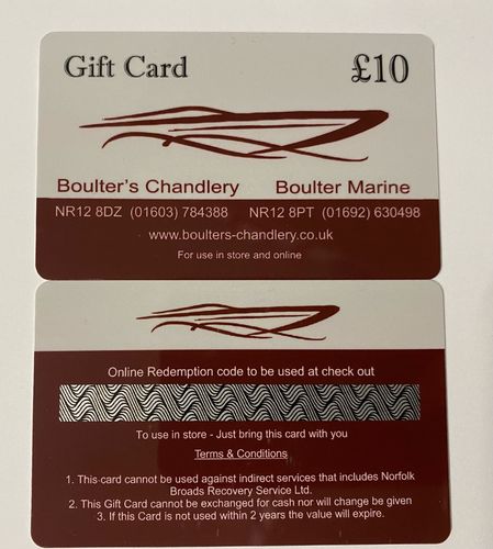 £10.00 Boulter Chandlery & Boulters Marine Gift Card