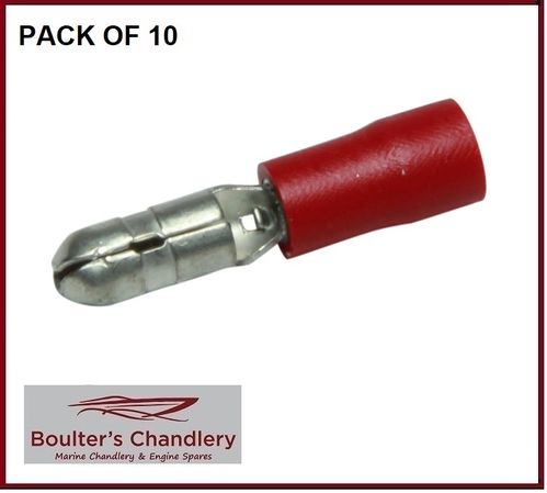 TERMINAL MALE BULLET 4.0mm RED pk10