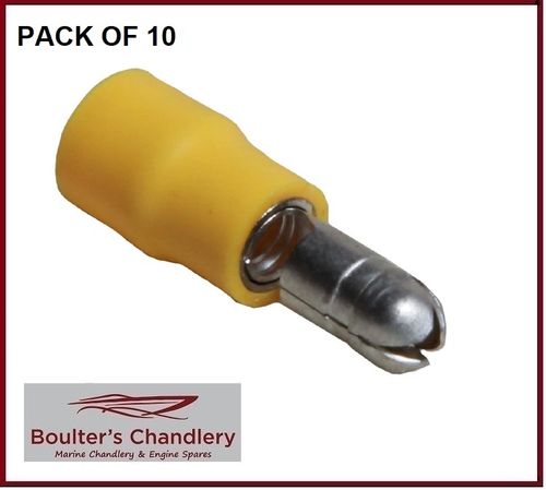 TERMINAL MALE BULLET 5.0mm YELLOW PACK OF 10