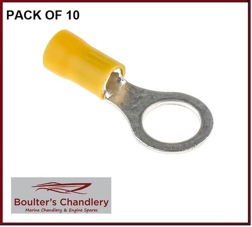 YELLOW INSULATED RING CRIMP TERMINAL 10MM PACK OF 10