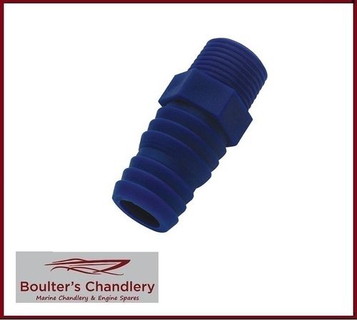 PLASTIC 3/8"BSPM CONNECTOR 17/19mm HOSE FOR FRESH WATER TANK