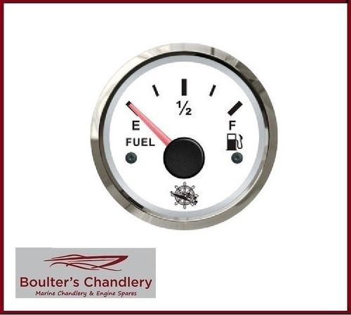 Fuel Level Gauge White with Chrome Bezel (Euro Resistance) 10-180ohm
