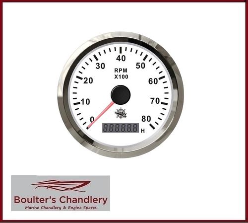 Tachometer Gauge 0-4000RPM with Hourmeter White with Chromed Bezel