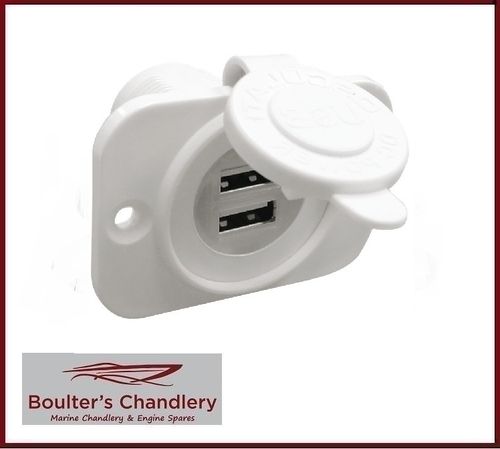 USB DOUBLE SOCKET WHITE REAR NUT AND PANEL