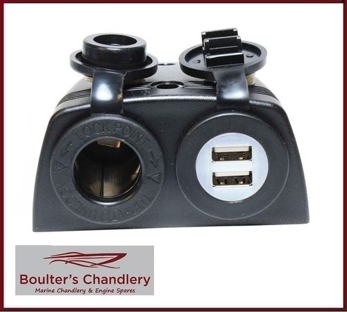 BLACK SURFACE MOUNTED LIGHTER SOCKET AND DOUBLE USB