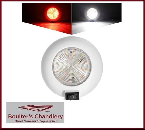 4 INCH ROUND LED CABIN LIGHT 12V WITH WHITE OR RED ILLUMINATION