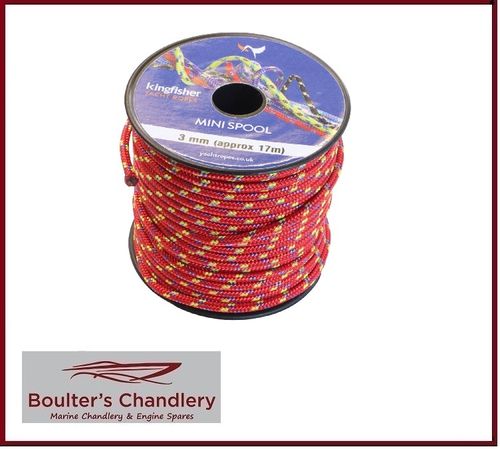 Kingfisher Yacht Ropes 3mm x 17m Approx Mini Spool - Red multi