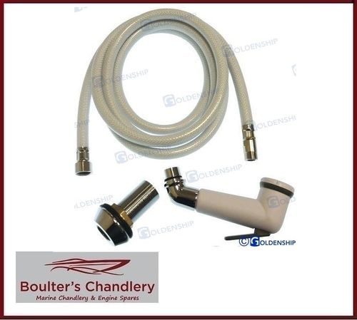'Boris' Replacement Hand Held SHOWER HEAD AND 2.5m HOSE - WHITE