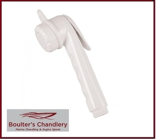 WHITE SHOWER HEAD LONG ABS WITH 1/2" THREAD