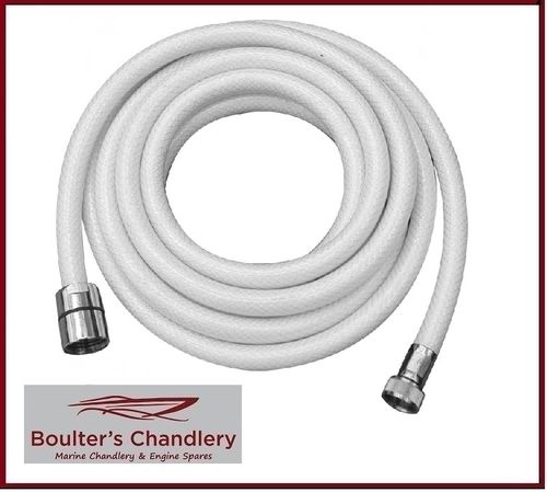 WHITE BRAIDED SHOWER HOSE 3M WITH 1/2" AND 3/8" THREADS